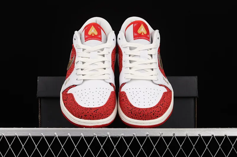 All categories Air Jordan Jordan series basketball shoes Air Jordan 1 Low G version pure original Air Jordan 1 Low AJ1 Joe 1 white red gold low-top cultural leisure sports sneakers DJ5185-100
